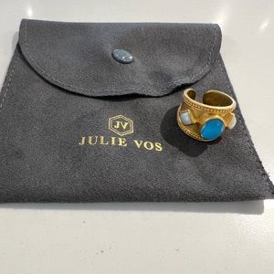 Julie Vos Turquoise and Pearl accent ring size 6